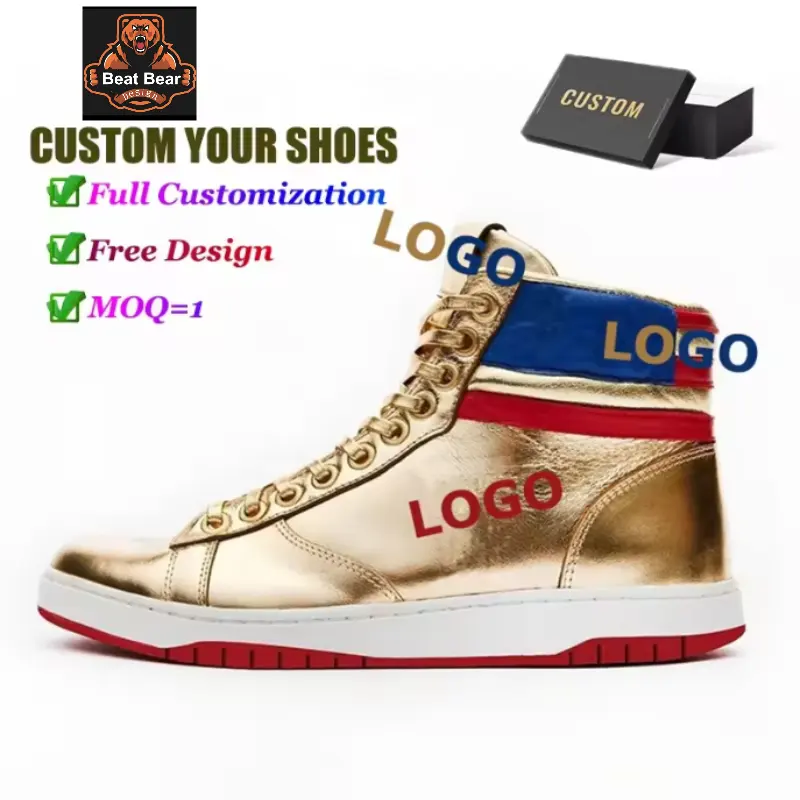 Le nuove scarpe da uomo personalizzate non si arrendono mai alle Sneakers alte in oro Designer Designer stile da passeggio produttore di scarpe per la personalizzazione completa