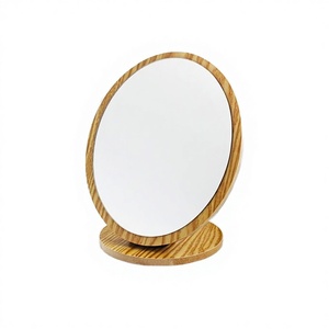 Square Round High-Definition Classic Wooden Makeup <b>Mirror</b>-<b>Desktop</b> Portable -Folding Travel-Friendly Bathroom <b>Mirror</b> - Product Image 4