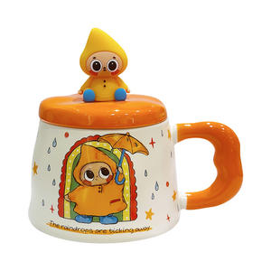 Taza de Cerámica Zuo Mu Pippo con Tapa Pintada a Mano, Resistente al Calor, Calidad de Primera Clase, para Regalo de Cumpleaños para Niñas, Otoño - Product Image 4