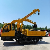 Chargeur multifonctionnel robuste de 5 tonnes avec moteur diesel, grue sur chenilles, excavatrice - Transporteur polyvalent sur chenilles, garantie 1 an