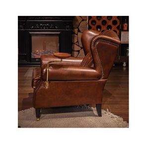 Fauteuil Cigare, Style Américain Rétro, Cuir Ciré, Canapé Simple, Fauteuil Parrain, Fauteuil de Loisirs Vintage - Product Image 3