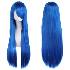 Perruque de cosplay polyvalente 80 cm, <span class=keywords><strong>cheveux</strong></span> synthétiques colorés résistants à la chaleur, fabriqués à la machine, longs et raides, pour costumes de demoiselle d'honneur ; unisexe - Product Image 4