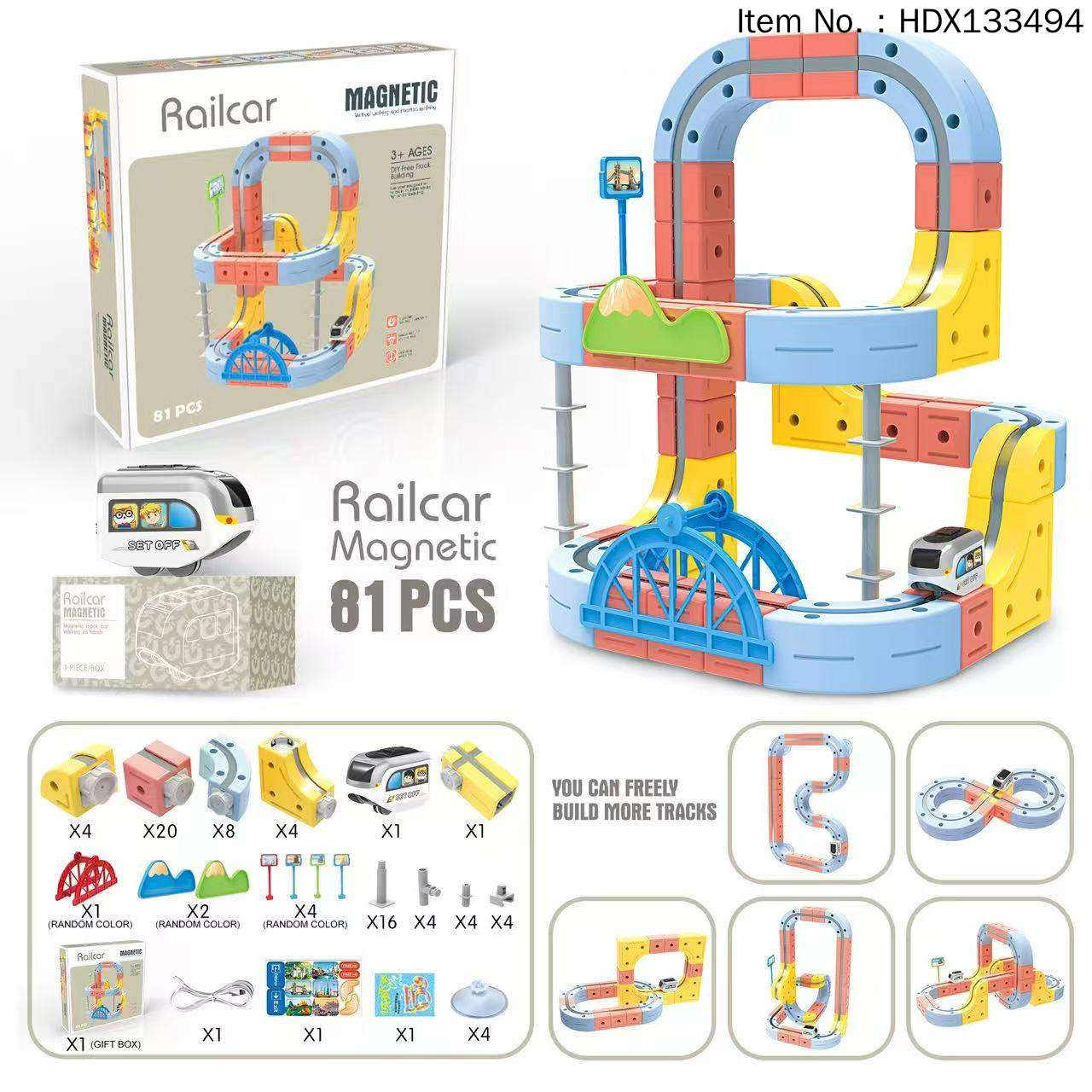 HDX133494 Voiture sur rails magnétiques 81 pièces