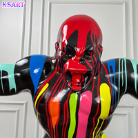 Statue de gorille de 120 cm de haut Objet Déco en résine de fibre de verre XXL Gorille d'extérieur Noir Poubelle