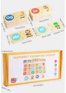 ปริศนาตัวอักษรไม้สำหรับเด็กอายุ4 + 26ชิ้นปริศนาตัวอักษร<span class=keywords><strong>ภาษา</strong></span>อังกฤษ ABC ปริศนาทางปัญญา Montessori การเรียนการสอนเอดส์ - Product Image 3