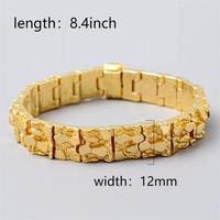 Bracelet de Montre Homme en Gros Plaqué Or 18 carats, Maillons Texturés Gros Pépites pour Hommes et Femmes