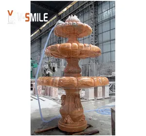 Outdoor garden decor natural sunset red marble wanxia red marble Waterfall fountain