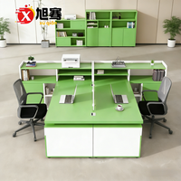 Bureaux de bureau doubles écologiques et peu encombrants, poste de travail de bureau 2 places, table de bureau avec ensemble de chaises, avec cloison et rangement pour dossiers