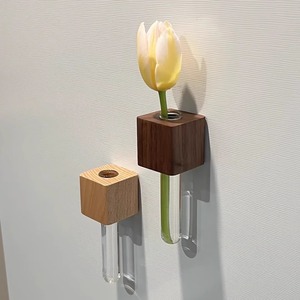 Imán <span class=keywords><strong>de</strong></span> Refrigerador 3D <span class=keywords><strong>de</strong></span> Madera Sólida, Creativo y Sencillo, Florero <span class=keywords><strong>de</strong></span> Madera para Arreglos Florales, Adhesivo Magnético para el Hogar - Product Image 4