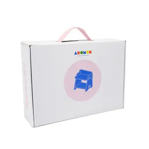 흰색 귀여운 빌딩 블록 장난감 배송 포장 중간 크기 우편물 상자 종이 상자 손잡이