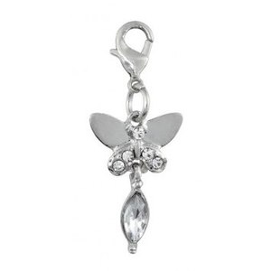 Ciondolo a forma di farfalla in argento con accenti di cristallo, accessorio di moda per la creazione di gioielli - Product Image 1