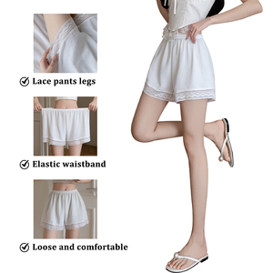 Women's Lace Trim Pettipants, Soft Slip <strong>Shorts</strong> for Under Dresses, Anti-Chafing <strong>Modesty</strong> Safety <strong>Shorts</strong> - Product Image 2