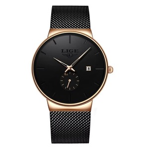 Montre pour homme de style business, bracelet en acier inoxydable, résistance à l'eau 3BAR, épaisseur du boîtier 10 mm, aiguille rouge, montre à quartz - Product Image 1