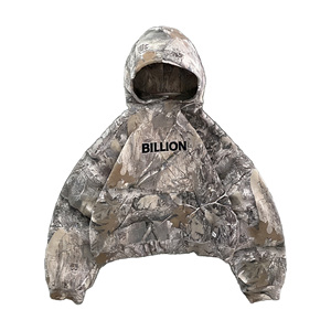 Вязаная вязаная 100% хлопковая винтажная камуфляжная Толстовка Оверсайз на молнии Тяжелая охотничья квадратная камуфляжная зимняя с капюшоном размера XS - Product Image 1