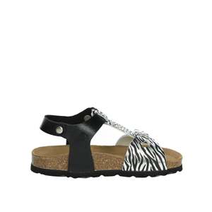 Sandalias planas Grunland para niña SB1138-70, color negro, plateado, con estampado de cebra - Product Image 3