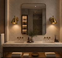 Applique Murale Conique en Laiton Vieilli Style Rétro Contemporain, Luminaire Mural Métallique à Intensité Variable pour Salle de Bain, Salon, Hôtel, Intérieur