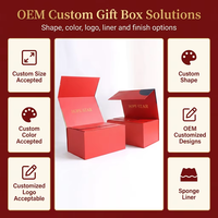 Boîte cadeau magnétique pliable rouge personnalisable et recyclable, emballage en papier écologique, style chinois de luxe avec logo, usine OEM