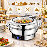 Chauffe-Plats Professionnel pour Buffet d'Hôtel, Chauffe-Plats Rond en Acier Inoxydable à Couvercle Clamshell pour Réceptions