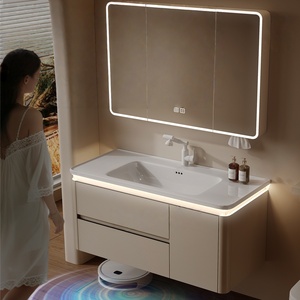 Smart Bathroom Cabinet with LED Light <b>Mirror</b> Floating Design with Ample Storage - Product Image 3