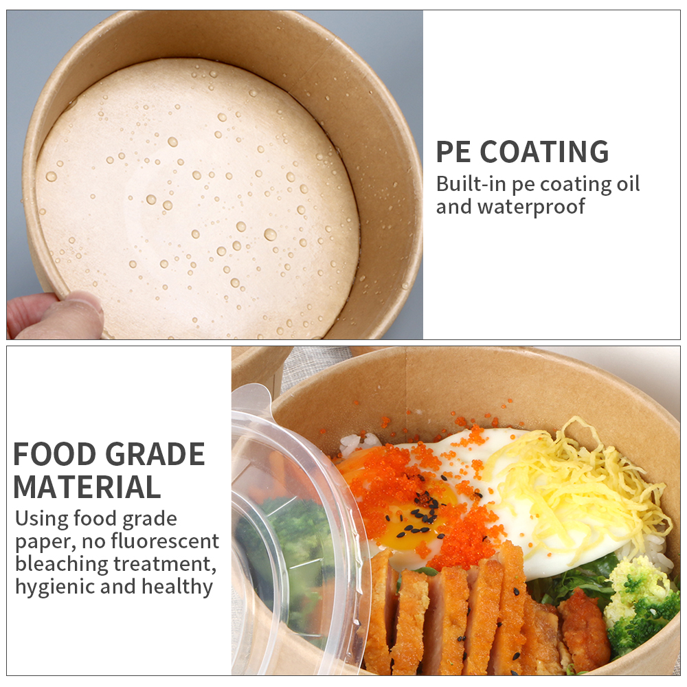 Accept custom disposable 8oz 12oz 16oz Kraft Paper Soup Cup biodegradable soup container with paper lids