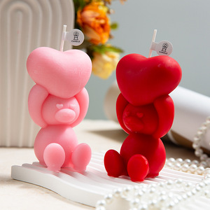 Romantic Heart Bear Scented Soy Wax Candle Rose Bear <b>Ornament</b> Home Atmosphere Decor Gift - Product Image 2