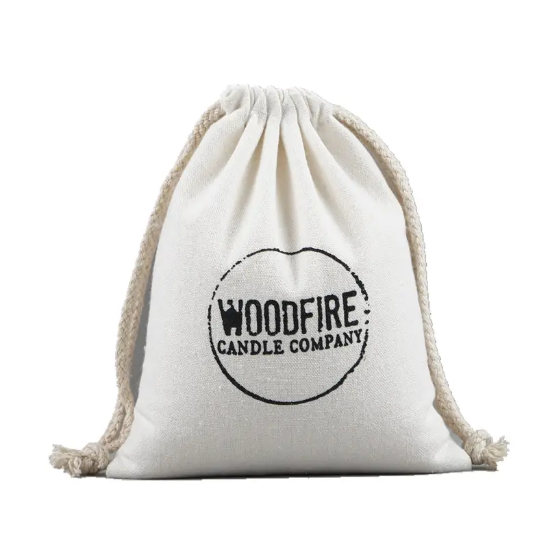 Sac en mousseline de coton personnalisé avec cordon de serrage et logo, vente en gros, sac en coton naturel avec logo personnalisé