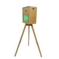 Cabina de Fotos de 15.6 Pulgadas con Acabado de Madera, Compatible con Cámaras Réflex y iPad, Impresión Autoservicio