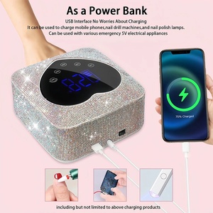72W Rechargeable Cordless Manicure Pedicure Machine UV LED Nail Lamp with Heart Shaped Rhinestone Wireless Nail <b>Tools</b> - Product Image 5