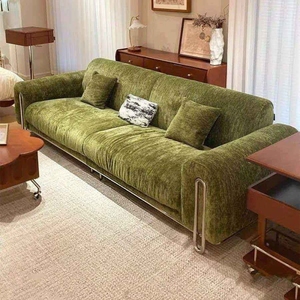 Vente d'usine 2025 : Canapé modulaire convertible en chenille, style minimaliste français moderne, vert crème, Breeze Villa Park - Product Image 1