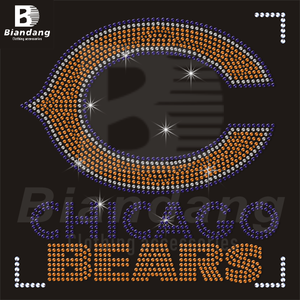 シンシナティベンガルズカスタムラインストーン転送ストラスNFLフットボールチームデカールモチーフホットフィックスアイアンオンラインストーン転送 - Product Image 4