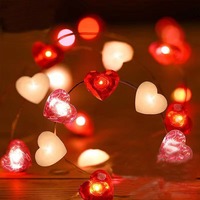 Hartvormige plastic LED-lichtslingers, romantische hartdecoratieverlichting voor Valentijnsdag, bruiloft, feest en sfeervolle decoratie thuis