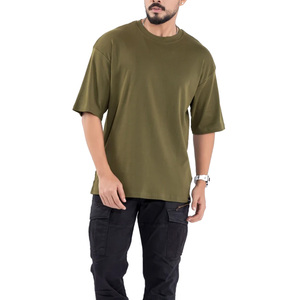 T-shirt Homme Épais en Polyester/Coton à Épaules Tombantes, Respirant, Écologique, Anti-rétrécissement, Décontracté, en Tissu Tricoté Premium, Vierge - Product Image 3