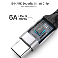 Cable USB C de 100W PD con Carga Rápida, Compatible con USB 3.1 5A, Chip Emark, Trenzado Metálico, Tipo C, Cable para Monitor de Video