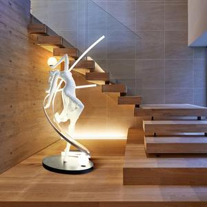 Lámpara de Pie LED E27 con Escultura de Arte Humanoide Moderna, Cristal Blanco Grande para Vestíbulo de Hotel o Sala de Estar - Product Image 2