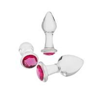 Jouet sexuel en verre orné de pierres précieuses rose rouge, taille S/M/L, ensemble de plug anal, jouets pour adultes, boutique de sex-shop