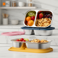 Boîte à condiments portable en acier inoxydable 304 avec couvercle hermétique anti-fuite, récipients à condiments micro-ondables, couvercle en silicone, boîte à lunch