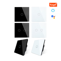 CNSKOU EU pour TUYA Interrupteur intelligent pour maison connectée 3 gangs en verre trempé 220V Wi-Fi Panneau tactile 3 voies étanche 10A/16A Compatible Smart Life