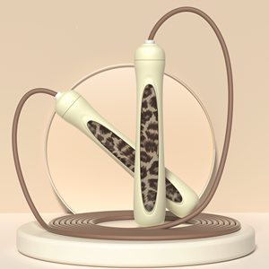 Corde à sauter élégante à imprimé léopard, haute qualité, ABS et PVC, longueur réglable, poignée résistante à la transpiration pour l'exercice - Product Image 1