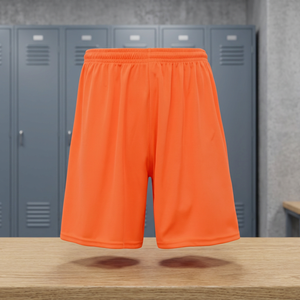Shorts de Playa para Hombre, Color Naranja Sólido, Cintura Elástica, Corte Medio, Tejido de Poliéster, Casual, Bordado, Secado Rápido - Product Image 3