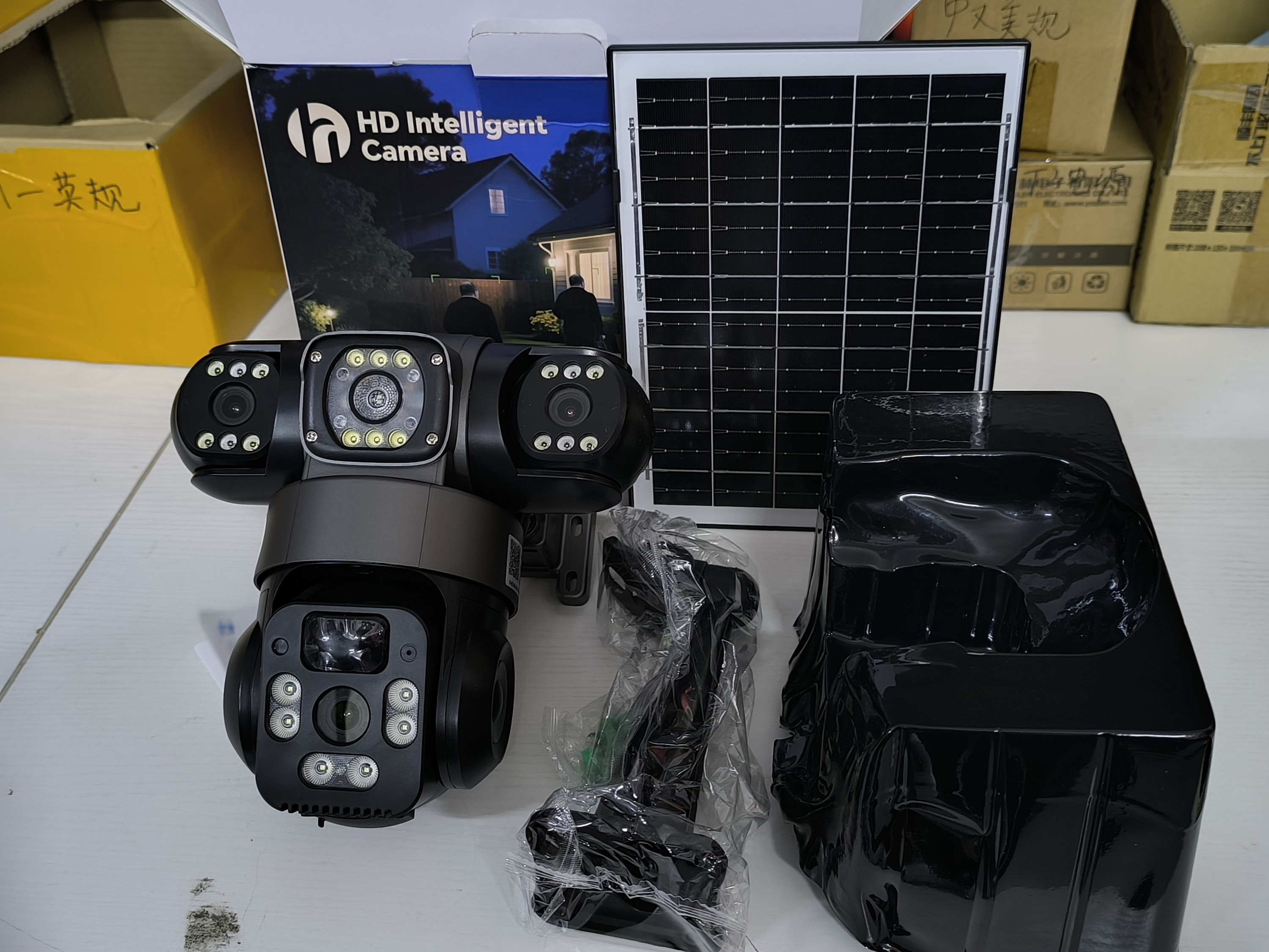Wistino Outdoor 12MP HD Solar Battery Camera Three Lens Three Screen 360 ° Rotate Detection Alarm Solar 4G Camera · image 6