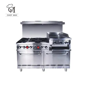 Cuisinière à gaz commerciale 24 pouces avec 6 brûleurs, gamme de four, 4 brûleurs, 6 brûleurs