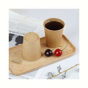 Gobelets à café et à thé personnalisés avec logo imprimé, 12/16/22 oz, en papier kraft à paroi simple, gobelets jetables commerciaux à simple ou double paroi - Product Image 4