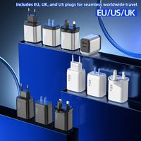 daya dinding cepat dua Port 20W, pengisi daya dinding Tipe c USB a Travel Adapter US EU UK Plug soket untuk ponsel pintar
