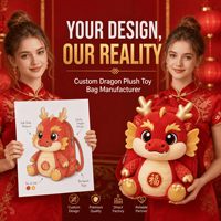 Sac à dos en peluche Dragon porte-bonheur du Nouvel An personnalisé, sac à dos en peluche doux, sac à jouets en peluche, cadeau de vacances, OEM ODM