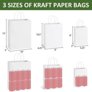 Eco Friendly <b>White</b> <b>Gift</b> <b>Bags</b> with Handles Reusable Kraft Paper <b>Bag</b> Assorted Sizes Recycled Sturdy Handles Thick Paper Material - Product Image 2