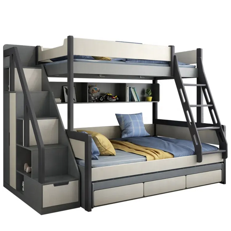 Modern Simple Adult Loft Bed Solid Wooden Double Bunk Beds For Adults Cheap Kids Loft Beds With Storage Bedroom Sets