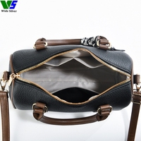 Sac à main large argenté pour femme, style infirmière, avec garniture contrastante, en cuir grainé litchi, élégant et polyvalent, pour affaires et loisirs