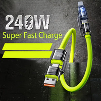 Câble de données en silicone avec tête en alliage d'aluminium en forme de balle 240W, chargeur super rapide 4-en-1 compatible avec tous les téléphones mobiles.
