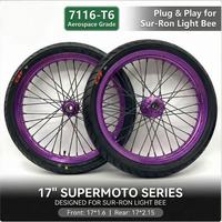 Juego de Ruedas Supermoto de 17 Pulgadas para Light Bee Talaria X, Llantas de Aleación de Aluminio Aeroespacial 7116-T6, Negro/Plateado, Modificación para Carreras