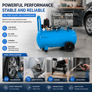 Compresseur d'air portable sans huile 24L 750W 8Bar 50L/Min, pompe à air électrique silencieuse pour peinture au pistolet et gonflage de pneus - Product Image 2